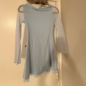 NWOT Open Back Blue Sheer Long Sleeve Dress